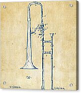 Vintage 1902 Slide Trombone Patent Artwork Acrylic Print
