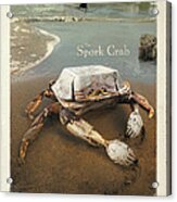 Vintage California Coastal Cleanup Day Spork Crab Poster Acrylic Print