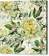 Vintage Floral Seamless Watercolor Acrylic Print