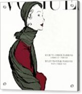 Vogue Cover Featuring A Woman In A Grey Scarf Acrylic Print