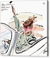 Vogue Cover Illustration Of A Woman Driving A Car Acrylic Print