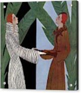 Vogue Cover Illustration Of Two Women Holding Acrylic Print