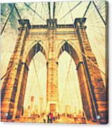 Walk Across Brooklyn Bridge  New York Acrylic Print