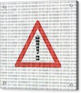 Warning Sign And Binary Code Acrylic Print
