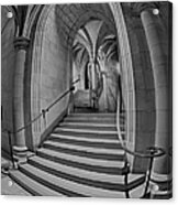 Washington National Cathedral Crypt Level Stairs Bw Acrylic Print