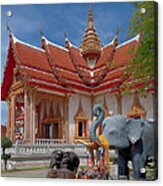 Wat Chalong Wiharn And Elephant Tribute Dthp045 Acrylic Print