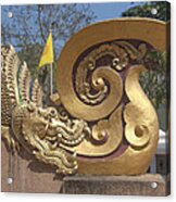 Wat Chedi Liem Phra Ubosot Makara And Stylized Naga Dthcm0838 Acrylic Print