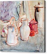 Watercolor Still Life With Red Can Acrylic Print