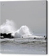 Waves Crash Against Beach 91st Jetty Acrylic Print