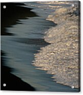 Waves On Black Sand Beach Acrylic Print