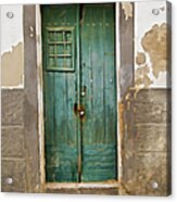 Weathered Green Door Of Serpa Acrylic Print