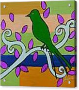 Whimsical Green Bird Acrylic Print