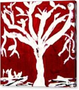 White Tree On Red Acrylic Print