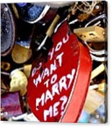 Do You Want To Marry Me Love Lock Paris Acrylic Print
