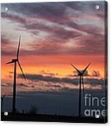 Wind Turbines Sunset Acrylic Print