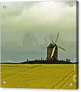 Windmill And Rapeseed And Storm Acrylic Print