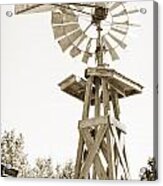 Windmill Antique In Sepia Black And White 3005.01 Acrylic Print