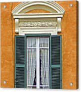 Window Of Rome With Green Wood Shutters Acrylic Print