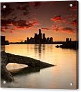 Windsor And Detroit Sunset Acrylic Print