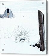 Winter Fence With Barn Acrylic Print