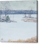 Winter Lake And Cedars Acrylic Print