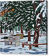 Winter On State Park Bench Acrylic Print