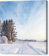 Winter Road Through Sweden Acrylic Print