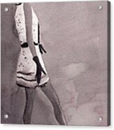 Woman In A Black And White Mini Dress Fashion Illustration Art Print Acrylic Print