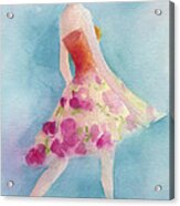 Woman In A Pink Flowered Skirt Fashion Illustration Art Print Acrylic Print