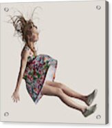 Woman In Dress In The Air, Falling Down Acrylic Print