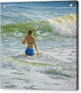 Woman In The Waves Acrylic Print