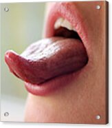 Woman Sticking Out Tongue Acrylic Print
