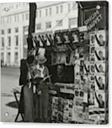Women At A Newsstand In Paris Acrylic Print