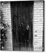 Wooden Door In Black And White Acrylic Print