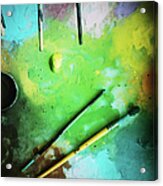 Workplace Dyes Brushes Acrylic Print
