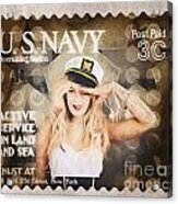 Wwi Recruiting Postage Stamp. Navy Sailor Girl Acrylic Print