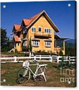 Yellow Classic House On Hill Acrylic Print