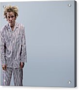Young Man In Pajamas Looking Tired, Portrait Acrylic Print