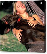 Young Woman Resting In Hammock Acrylic Print