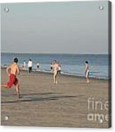 Youth Playing On The Beach At Hilton Head South Carolina Acrylic Print