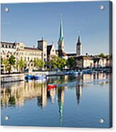 Zurich And River Limmat Acrylic Print