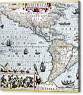 17th Century Map Of The New World Acrylic Print