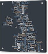 Great Britain Uk City Text Map #1 Acrylic Print