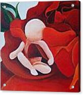 Healing Painting Baby Sitting In A Rose Detail #1 Acrylic Print