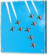 Red Arrows Airshow - Aircrafts Flying In Formation #1 Acrylic Print