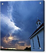 Storm Clouds Over Saskatchewan Country Church #1 Acrylic Print
