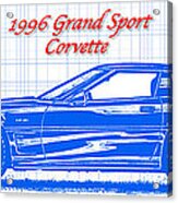 1996 Grand Sport Corvette Blueprint Acrylic Print