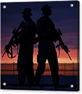 Silhouette Of U.s Marines On A Bunker #2 Acrylic Print