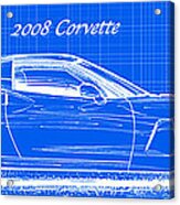 2008 Corvette Reverse Blueprint Acrylic Print