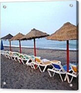 Beach Umbrellas And Chairs Costa Del Sol Spain #9 Acrylic Print